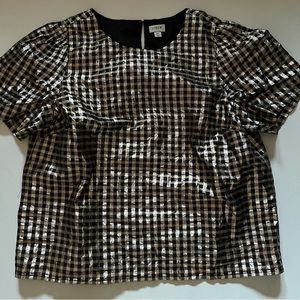 J. Crew Factory Black & Gold gingham short sleeve size XL